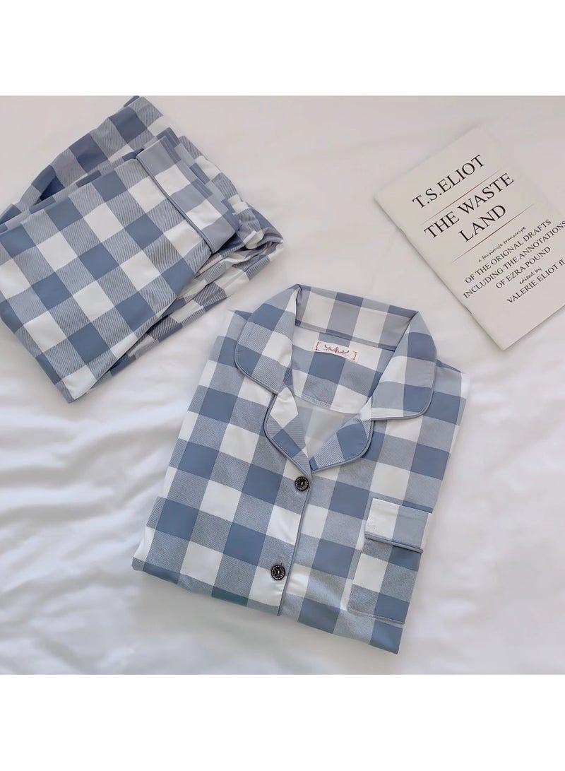 New comfortable checkered pajamas in gray/white - Image 2