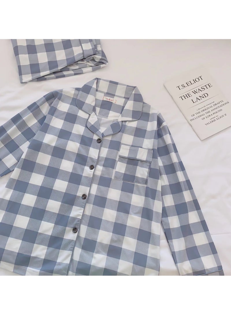 New comfortable checkered pajamas in gray/white - Image 3