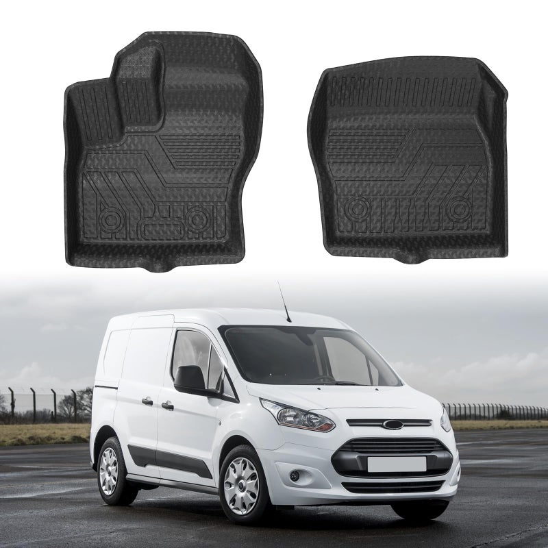 Mixsuper Custom Fit Front Floor Mats for 20142021 Ford Transit Connect with Vinyl Flooring and Floor Posts Only All Weather Floor Liners Durable 1st Row Set Black