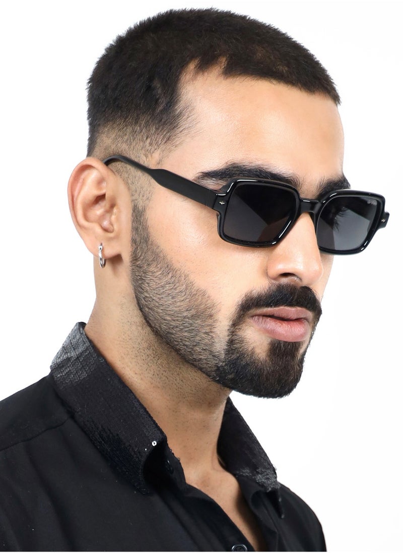 Woggles Red Pappy Crescendo Black Rectangle Sunglasses  - Image 1