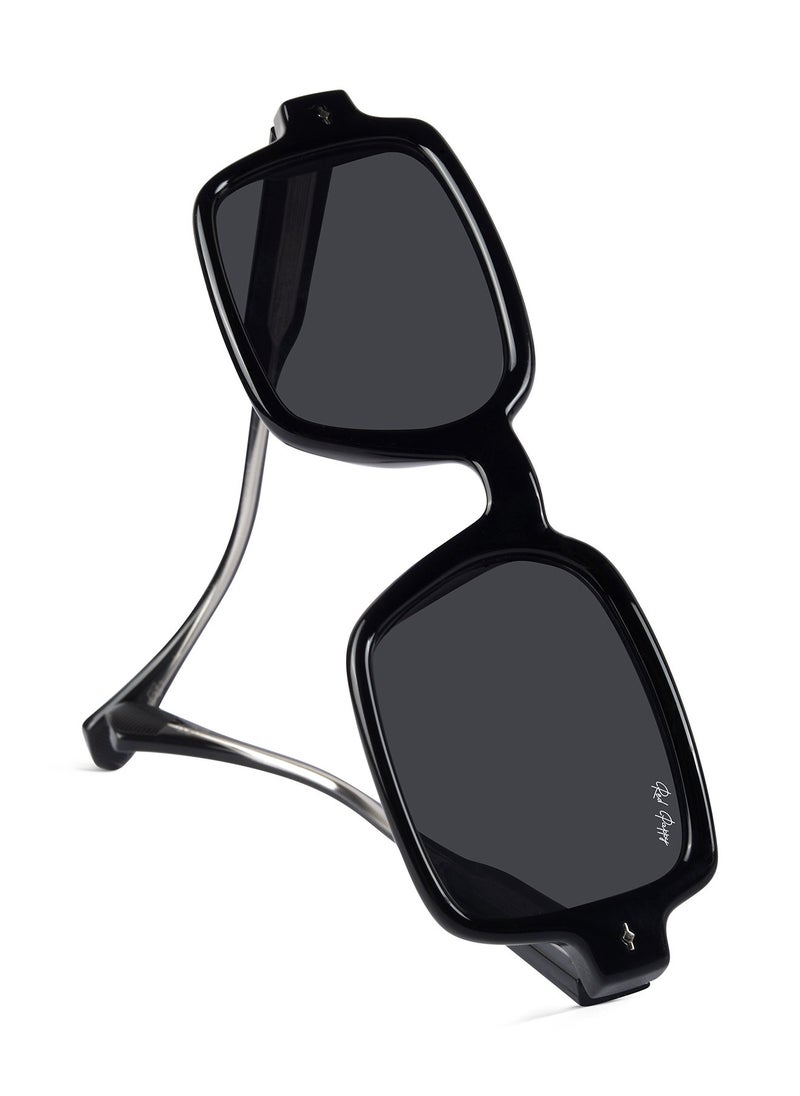 Woggles Red Pappy Crescendo Black Rectangle Sunglasses  - Image 5