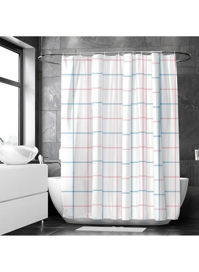 Encasa XO Bathroom Shower Curtain 6 ft with 10 Hooks | Mould Proof & Mildew Resistant Waterproof | Heavier Quality | Easy Installation| Quick-Drying Curtains| 140x183 cm (56x72 in) - Squares - Image 1