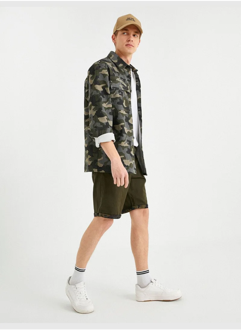 كوتون Camouflage İnside Gabardine Shorts