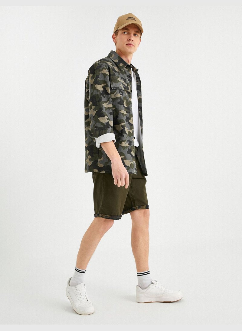 KOTON Camouflage İnside Gabardine Shorts - Image 2