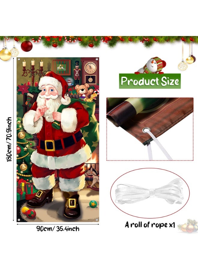 Chielor Christmas Door Cover Decoration Christmas Santa Claus Door Cover Xmas Door Hanging Banner Christmas Santa Background Banner for Home Front Door Holiday Christmas Decoration - Image 2