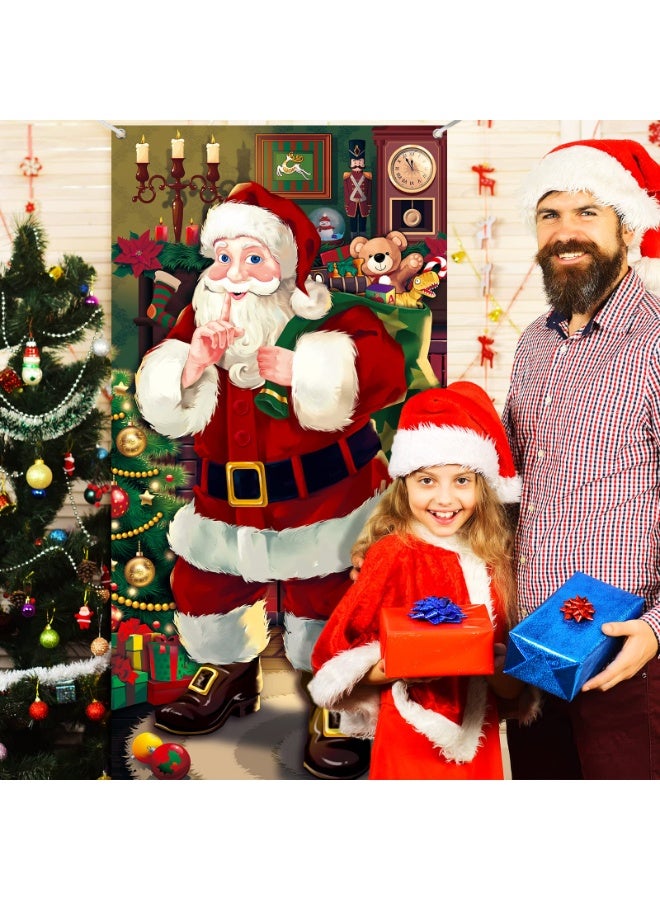 Chielor Christmas Door Cover Decoration Christmas Santa Claus Door Cover Xmas Door Hanging Banner Christmas Santa Background Banner for Home Front Door Holiday Christmas Decoration - Image 4