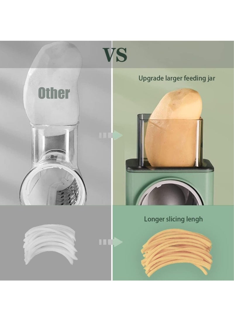 ELTRAZONE - Manual Rotary Cheese Grater Shredder with Wider Hopper 3 Interchangeable Blades Round Mandolin Drum Slicer Julienne Grinder for Cheese, Vegetables, Potatoes and Nuts - Image 1
