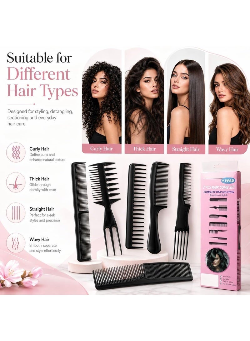 Bonita 8-Piece Hair Comb Set for Everyday Styling – Lightweight, Durable, Multi-Purpose Combs for Detangling, Sectioning, Cutting, Trimming, and Salon or Home Use (Random Color) - Image 5
