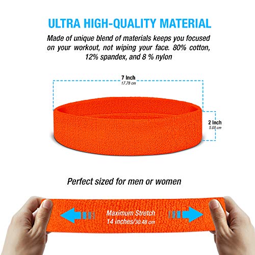 Suddora Sweatbands Set, Moisture Wicking 2 Wristbands and 1 Headband, Breathable Terry Cloth Athletic Bands for Basketball, Tennis, Yoga, Gym, Sweat Bands for Costumes and Cosplay, Orange - Image 3