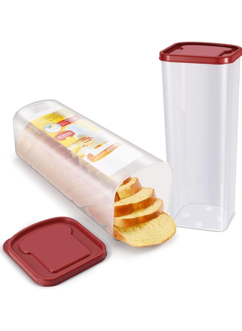 Bread Box, Bread Container & Bread Storage for Kitchen Counter, Large Bread Box , BPA-Free Plastic, Bread Storage Container with Airtight Lid, Fresh Bread Saver & Dispenser for Baked Goods, Sliced Bread Keeper, Airtight Bread Box, Sandwich Bread Holder, Bread Saver & Bread Keeper, Bread Bin & Breadbox Countertop Storage, Red Lid, (Pack of 1) - Image 1