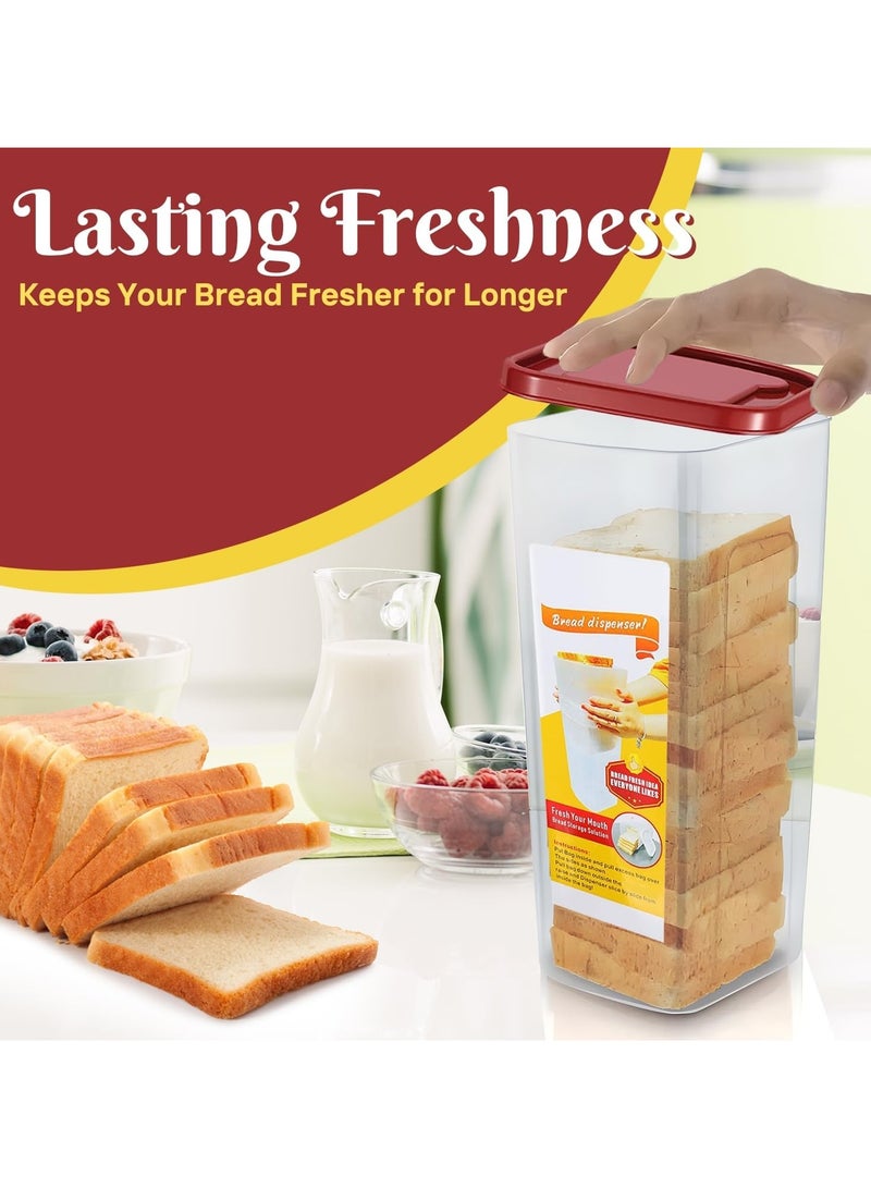 Bread Box, Bread Container & Bread Storage for Kitchen Counter, Large Bread Box , BPA-Free Plastic, Bread Storage Container with Airtight Lid, Fresh Bread Saver & Dispenser for Baked Goods, Sliced Bread Keeper, Airtight Bread Box, Sandwich Bread Holder, Bread Saver & Bread Keeper, Bread Bin & Breadbox Countertop Storage, Red Lid, (Pack of 1) - Image 3