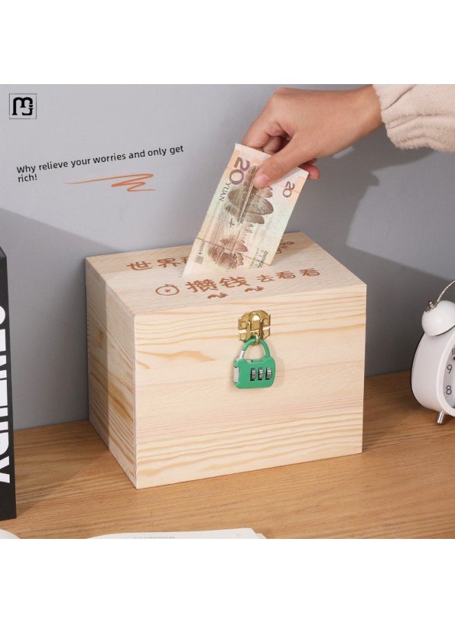 With Lock Piggy Bank Children Can Open Password Lock Piggy Bank Boy Piggy Bank Internet-famous Creative Piggy Bank Ze Wang-Color:What You Save Is Not Money But Happiness [send Padlock]
