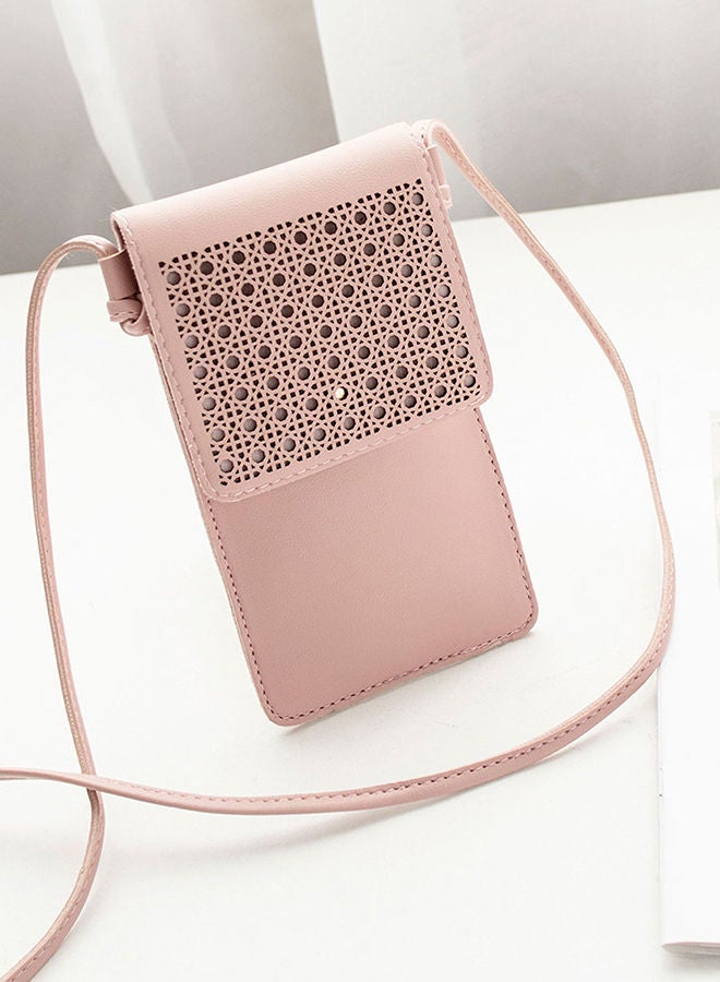 Loquat Hollow Out Design Mobile Phone Bag Pink - Image 2