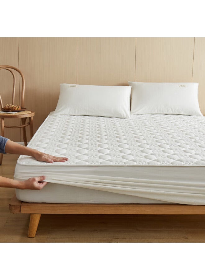 Muji Pure Cotton Quilted Fitted Sheet, Single Piece Cotton Mattress Protector, Full Coverage Dust-proof Cover, 180x200cm - Image 2