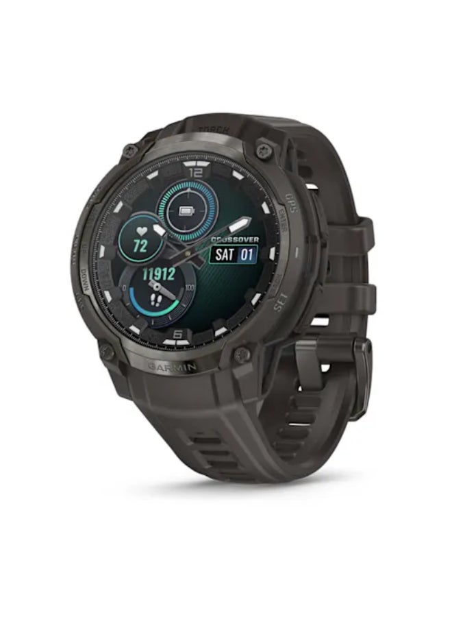 Garmin Instinct Crossover AMOLED, Rugged Hybrid GPS Smartwatch with Analog Watch Hands and Bright AMOLED Display, Charcoal with Charcoal Silicone Band Charcoal - Image 1