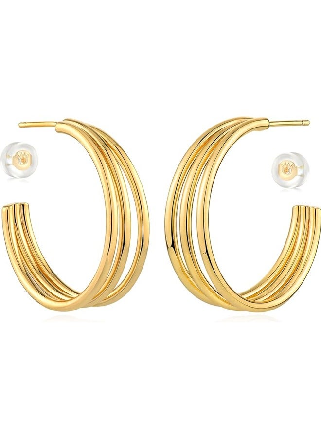 Mevecco Women Huggie Earrings Gold Hoop 14K Gold Filled Small Simple Handmade Hypoallergenic Everyday Jewelry - Image 1