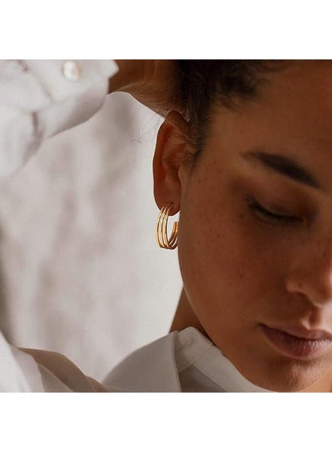 Mevecco Women Huggie Earrings Gold Hoop 14K Gold Filled Small Simple Handmade Hypoallergenic Everyday Jewelry - Image 2
