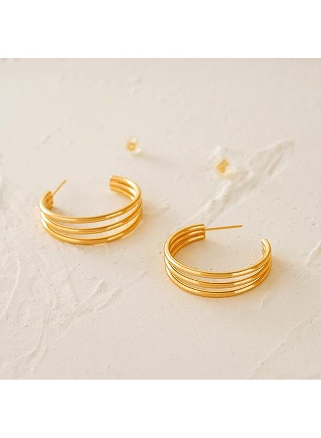Mevecco Women Huggie Earrings Gold Hoop 14K Gold Filled Small Simple Handmade Hypoallergenic Everyday Jewelry - Image 5