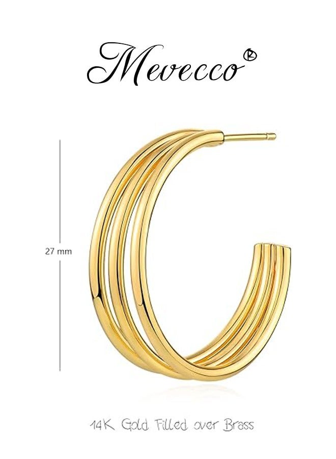 Mevecco Women Huggie Earrings Gold Hoop 14K Gold Filled Small Simple Handmade Hypoallergenic Everyday Jewelry - Image 4