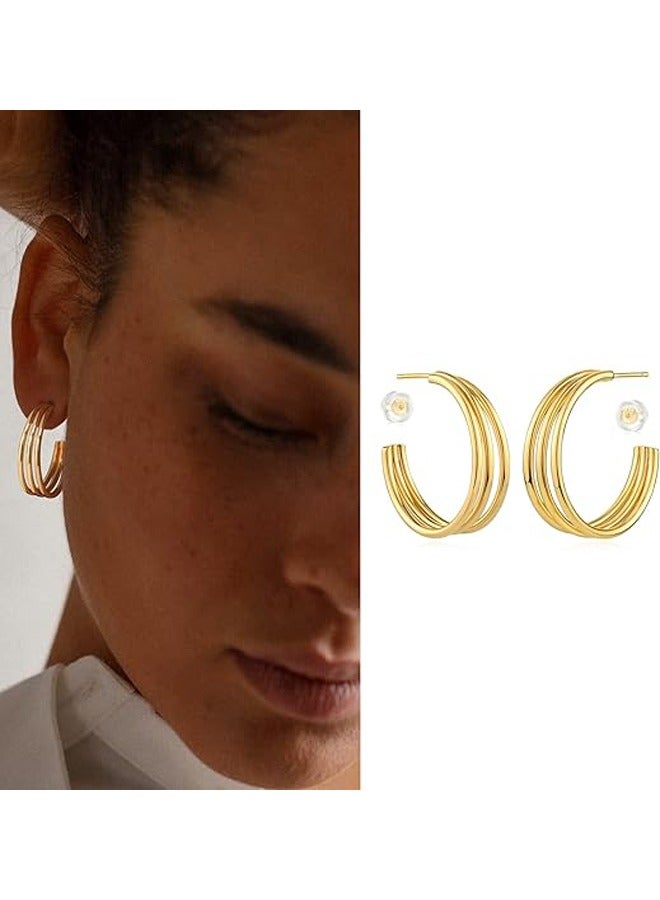 Mevecco Women Huggie Earrings Gold Hoop 14K Gold Filled Small Simple Handmade Hypoallergenic Everyday Jewelry - Image 3