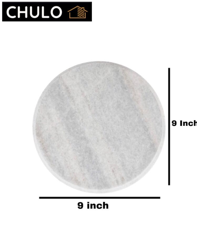 CHULO White CHKLA for Kitchen White Marble Roti MakerWhite Marble Chakla 9 Inch Diameter White Marble Chakla - Image 2