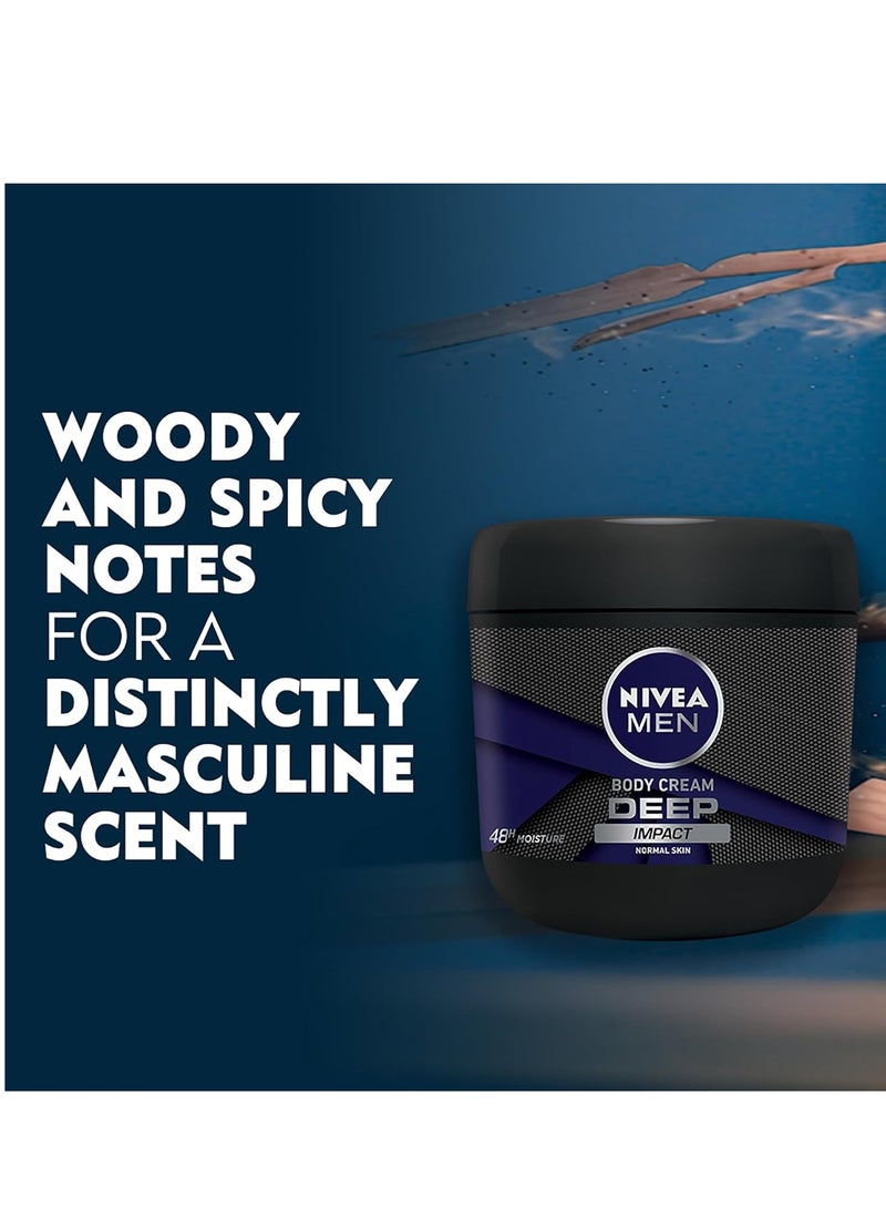 Nivea كريم الجسم للرجال من بايرسدورف نيفيا تأثير عميق للبشرة العادية 13.5 أونصة 48 ساعة ترطيب - Image 2