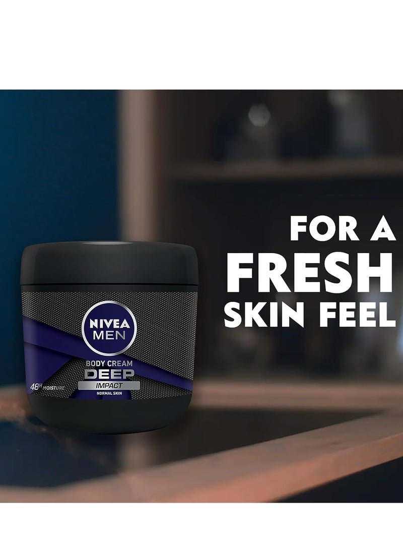 Nivea كريم الجسم للرجال من بايرسدورف نيفيا تأثير عميق للبشرة العادية 13.5 أونصة 48 ساعة ترطيب - Image 3