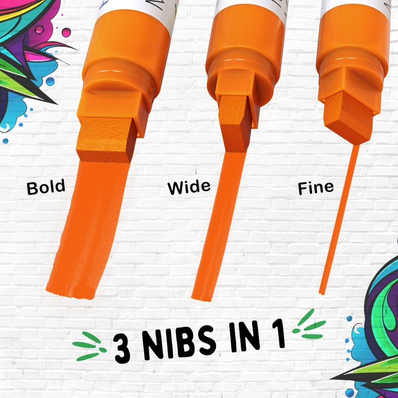 Funcils 10 Jumbo Acrylic Paint Markers - 15mm Fat Acrylic Paint Pens for Canvas, Rock Painting, Wood, Plastic, Glass - Large Thick Permanent Pens for Signs, Board, Calligraphy, Poster Markers - Image 3