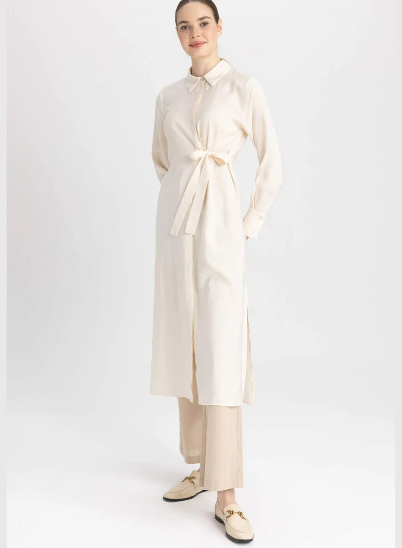 DeFacto Woman Shirt Neck Woven Long Sleeve Tunic