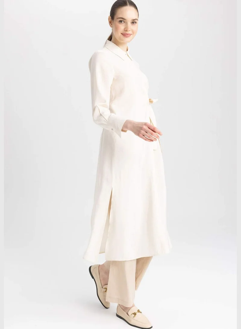 DeFacto Woman Shirt Neck Woven Long Sleeve Tunic