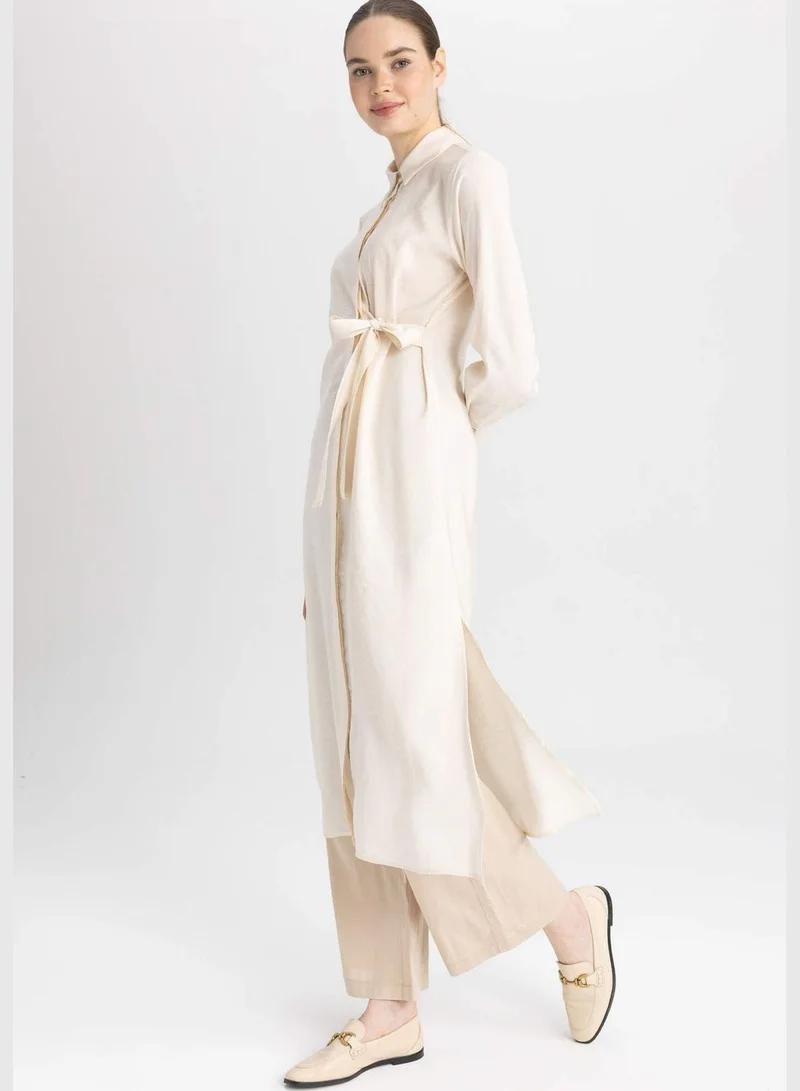 DeFacto Woman Shirt Neck Woven Long Sleeve Tunic