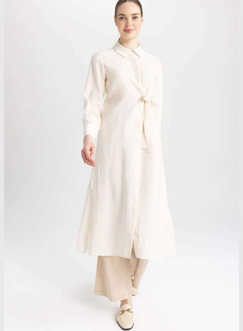 DeFacto Woman Shirt Neck Woven Long Sleeve Tunic
