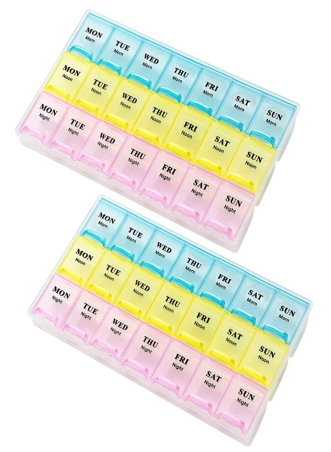 MEDca Weekly Pill Organizer - (Pack of 2) 21 Day Pill Planners for Pills Vitamins & Medication, Pill Box 3 Times-a-Day Medication Reminder Boxes, Easy to Read & Travel Friendly - Image 1