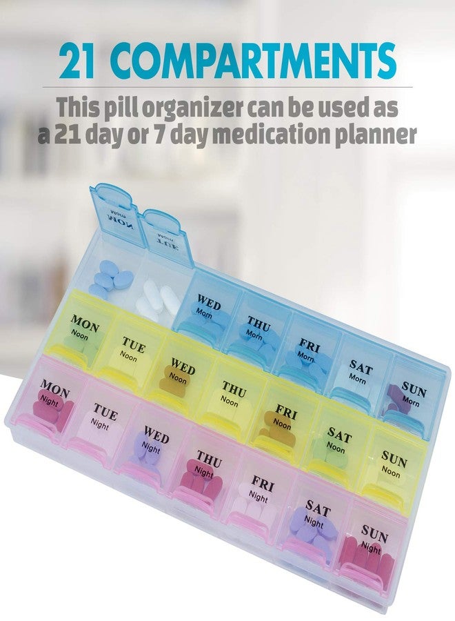 MEDca Weekly Pill Organizer - (Pack of 2) 21 Day Pill Planners for Pills Vitamins & Medication, Pill Box 3 Times-a-Day Medication Reminder Boxes, Easy to Read & Travel Friendly - Image 3