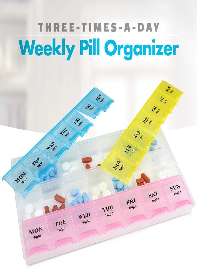 MEDca Weekly Pill Organizer - (Pack of 2) 21 Day Pill Planners for Pills Vitamins & Medication, Pill Box 3 Times-a-Day Medication Reminder Boxes, Easy to Read & Travel Friendly - Image 2