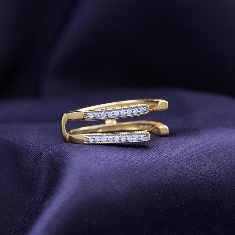 AFFY Engagement Wedding Ring for Women, Cathedral Ring Guard Enhancer With Diamond Solitaire Ring In 14K Yellow Gold Over Sterling Silver With Cubic Zirconia, Gift For Her Ring Size -7 - Image 3