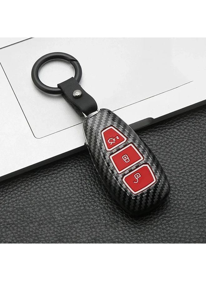 Blue Carbon Fiber Style ABS Key Shell For Ford With Keychain - Image 3