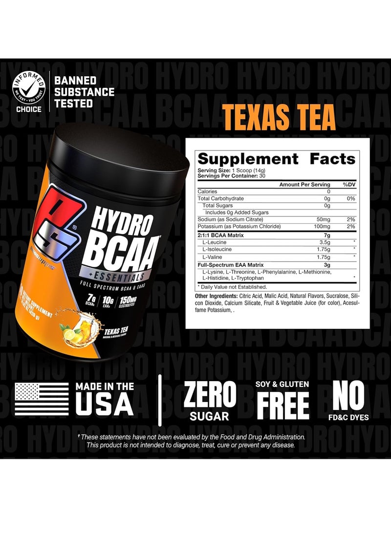PROSUPPS Hydro BCAA Plus Essentials 30 Serving Texas Tea - Image 5