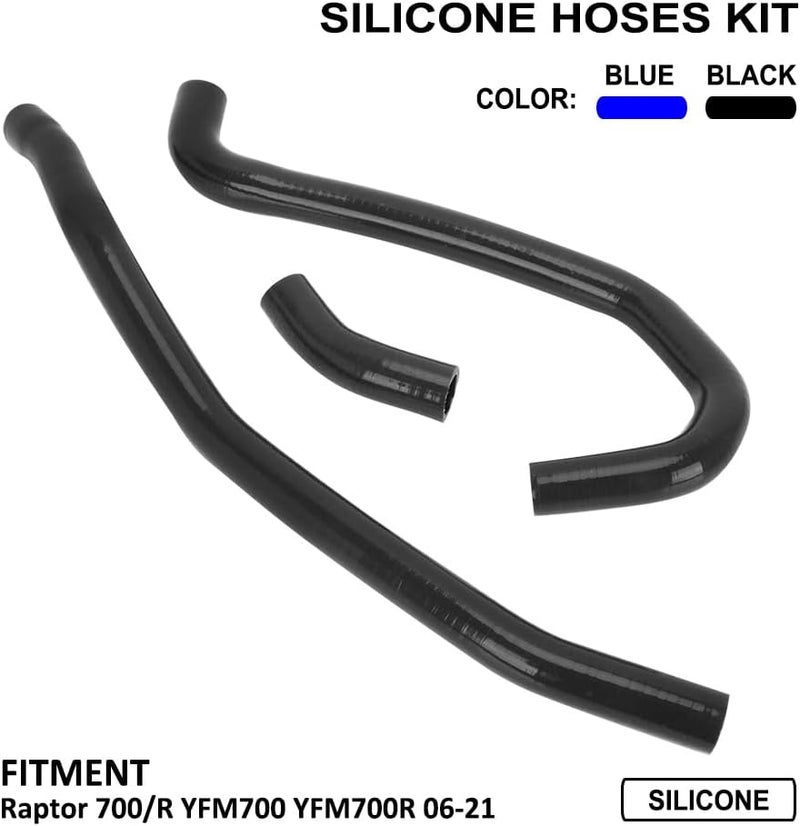Wacece ATV Radiator Coolant Hoses Silicone for Raptor 700 700R YFM 700 2006-2024 Black - Image 2