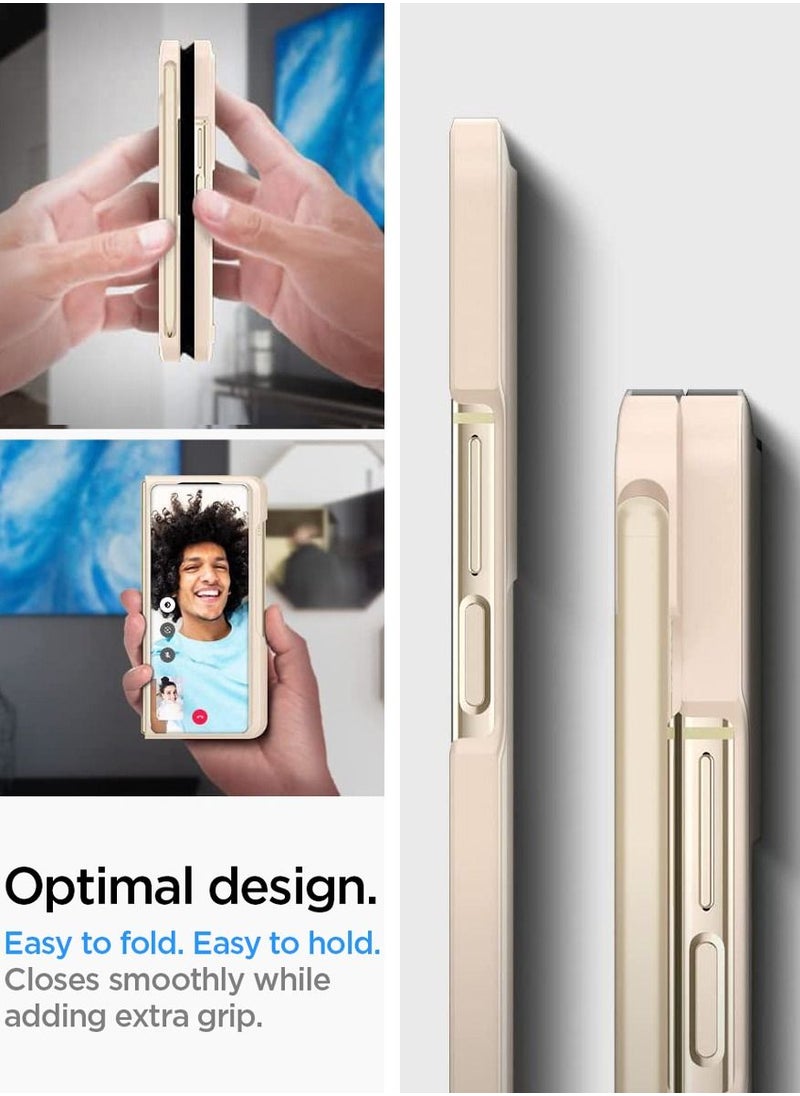 Spigen - Thin Fit P Samsung Galaxy Z Fold 4 Case Cover with S Pen Holder (S-Pen Not Included) - Pearled Ivory - Image 1