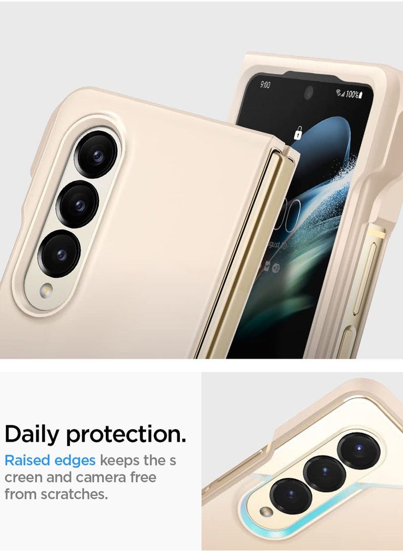 Spigen - Thin Fit P Samsung Galaxy Z Fold 4 Case Cover with S Pen Holder (S-Pen Not Included) - Pearled Ivory - Image 1