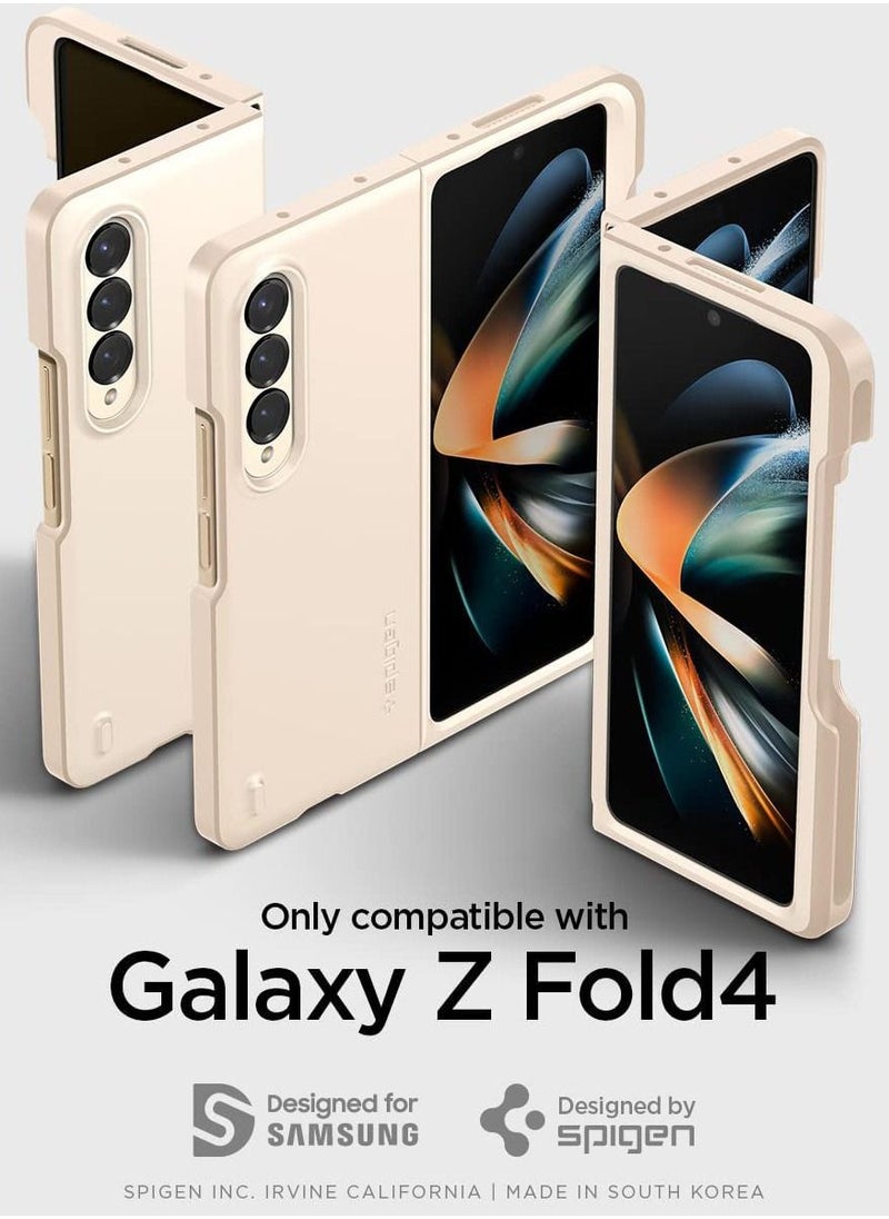Spigen - Thin Fit P Samsung Galaxy Z Fold 4 Case Cover with S Pen Holder (S-Pen Not Included) - Pearled Ivory - Image 1