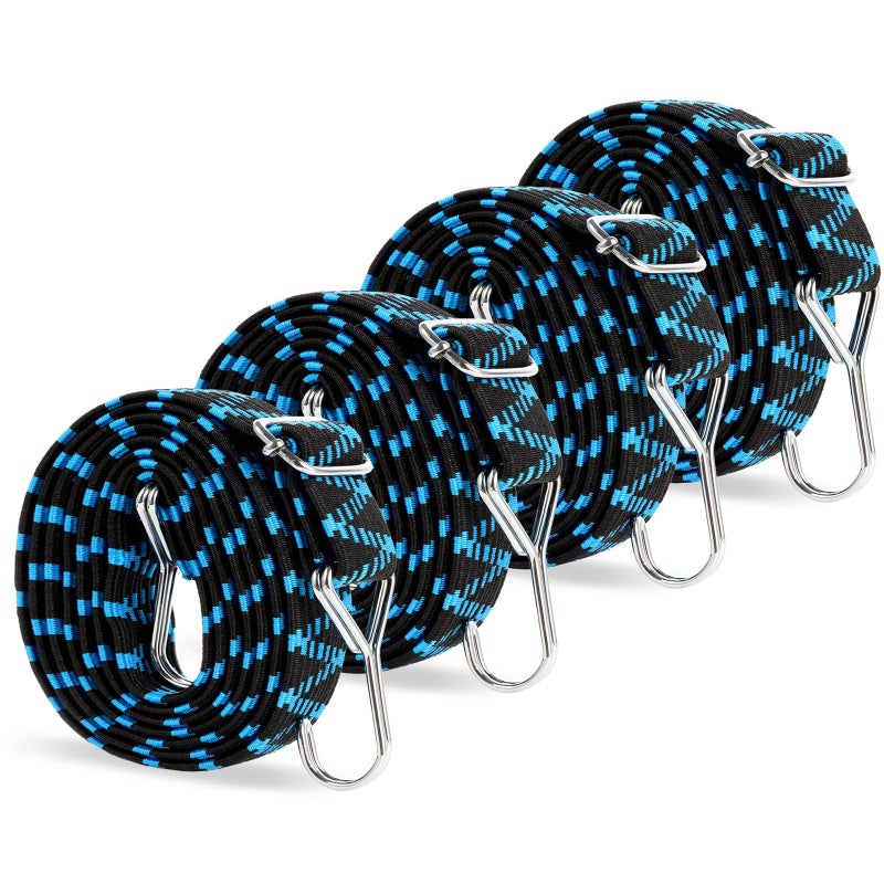 gulisot Adjustable Bungee Cords, Bungee Cords with Hooks Heavy Duty, Flat High Elastic Rubber Bungee Straps with 80 Inch for Camping, Securing Tarps, Moving Cargo, Camps, Tarps - Image 1