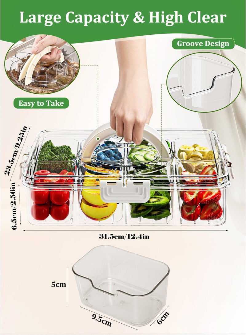 Portable Snack Box Container, Divided Serving Tray with Lid and Handle, Snack Container with 8 Compartments, Reusable Snack Serving Platters, Outdoor Snack Organizer for Travel, Party and Picnic Charcuterie, Candy, Nut Storage - Image 2
