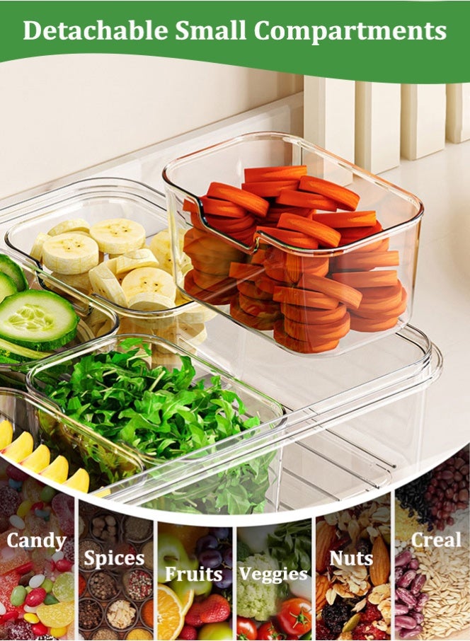 Portable Snack Box Container, Divided Serving Tray with Lid and Handle, Snack Container with 8 Compartments, Reusable Snack Serving Platters, Outdoor Snack Organizer for Travel, Party and Picnic Charcuterie, Candy, Nut Storage - Image 3