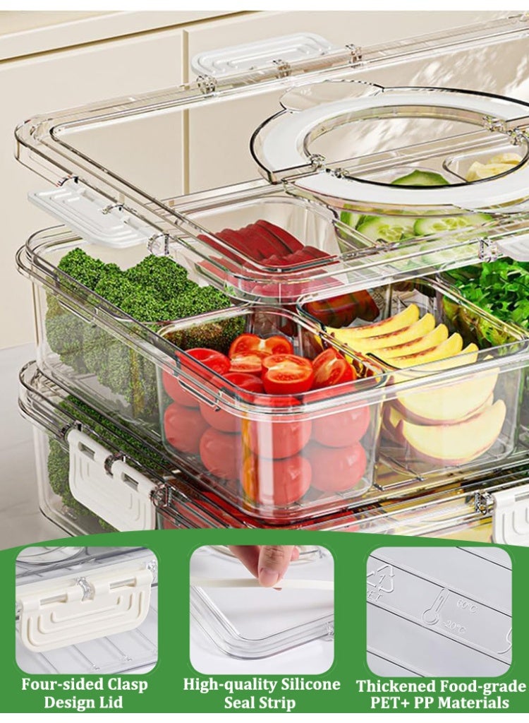 Portable Snack Box Container, Divided Serving Tray with Lid and Handle, Snack Container with 8 Compartments, Reusable Snack Serving Platters, Outdoor Snack Organizer for Travel, Party and Picnic Charcuterie, Candy, Nut Storage - Image 4