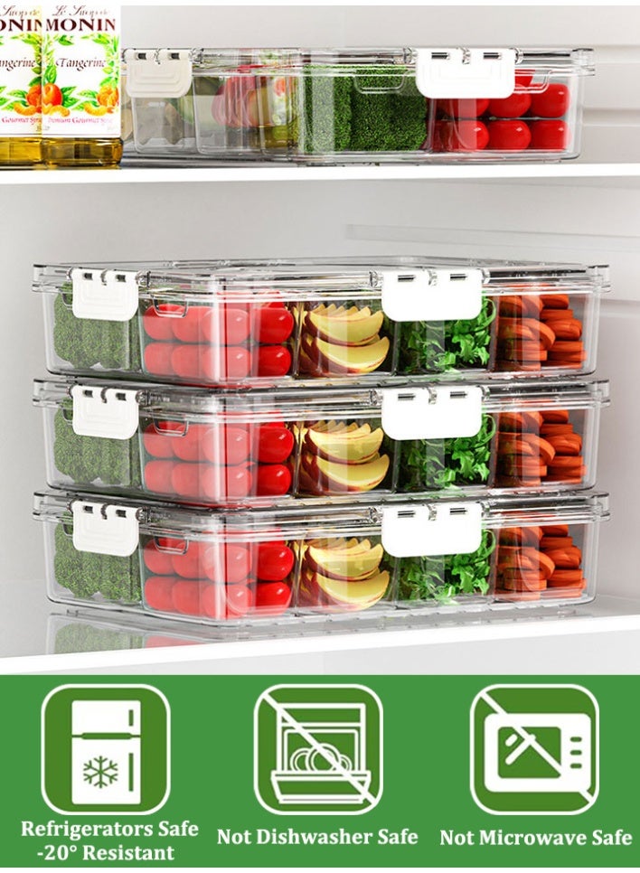 Portable Snack Box Container, Divided Serving Tray with Lid and Handle, Snack Container with 8 Compartments, Reusable Snack Serving Platters, Outdoor Snack Organizer for Travel, Party and Picnic Charcuterie, Candy, Nut Storage - Image 5