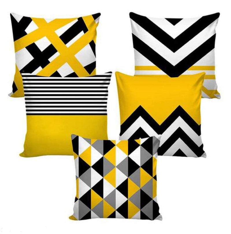 A CUBE LUXURY SOLUTIONS A CUBE LUXURY SOLUTIONS Design Cushion Cover Set of 5 16x16 Inches Off White  - Image 1