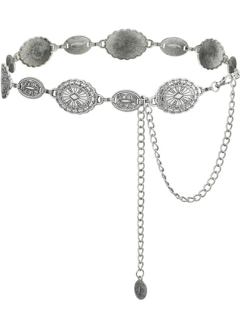 Fanski Western Metal Concho Belt For Women ,Chain Belts For Dresses Jeans Outfit - Image 1