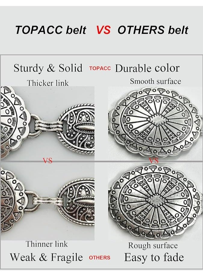 Fanski Western Metal Concho Belt For Women ,Chain Belts For Dresses Jeans Outfit - Image 2